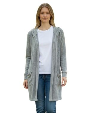 Champion Heather Gray Hooded Open-Front Women's Cardigan